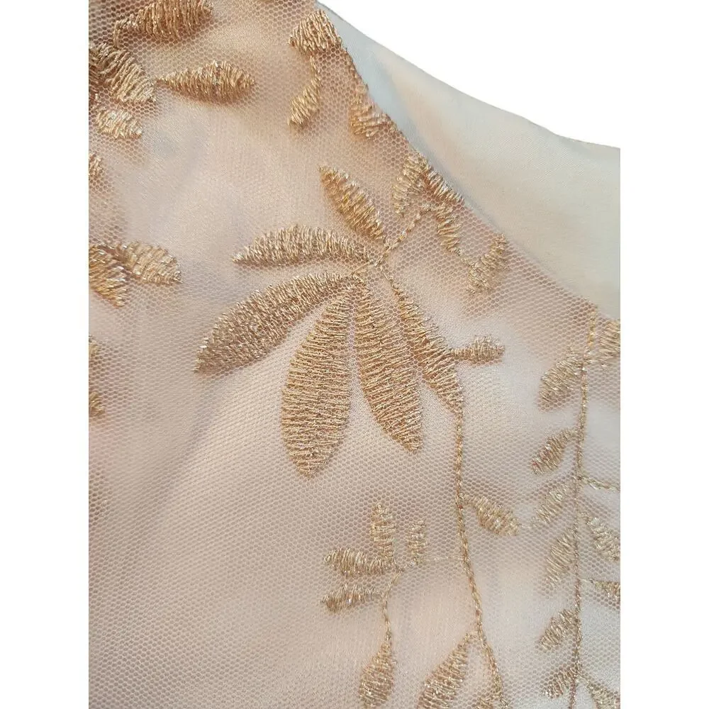 Tahari Arthur S. Levine ASL dress sz 14 pink metallic embroider sheer lined - Picture 6 of 16